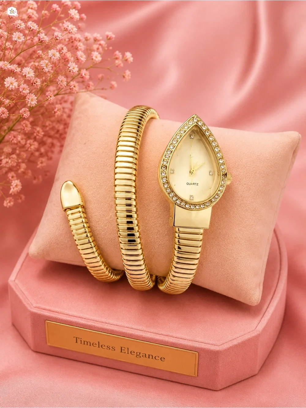 Serpenti Gold Teardrop Crystal Wrap Watch